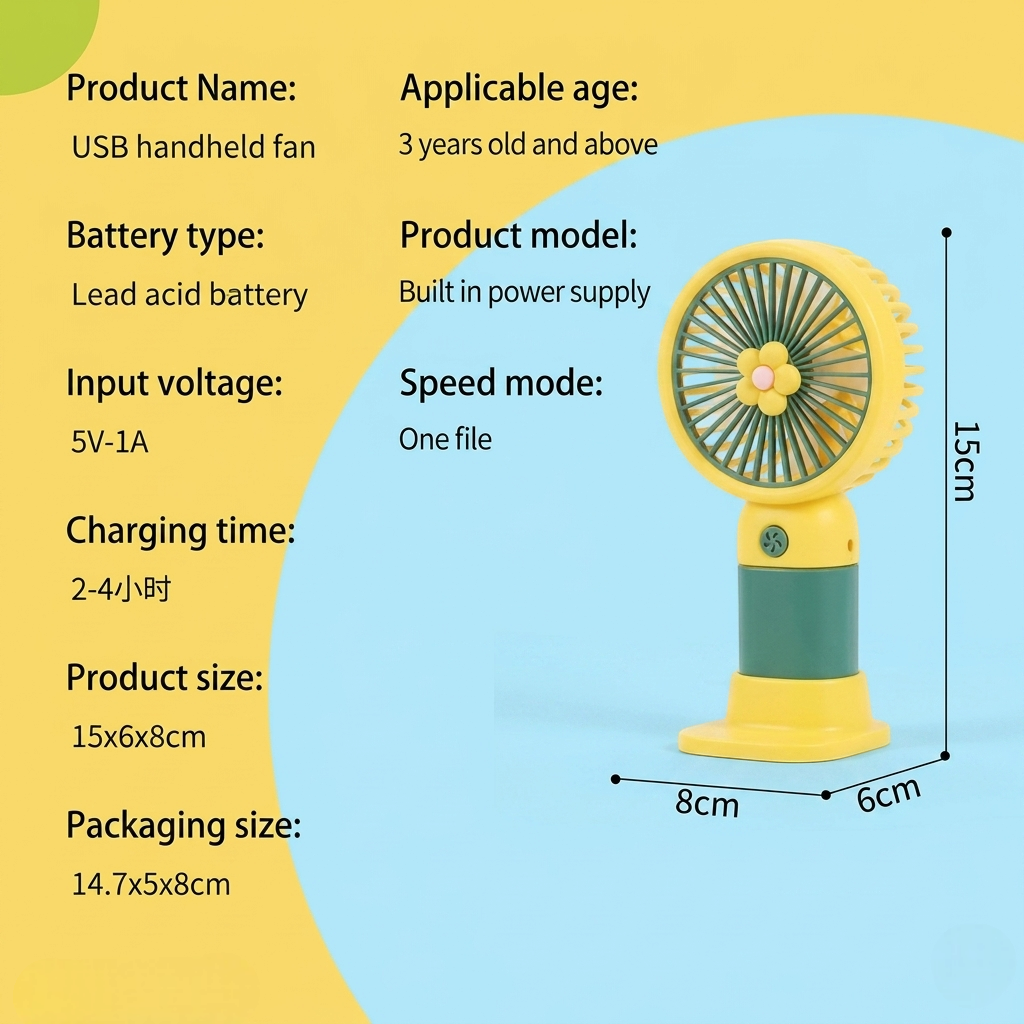 Portable Mini Rechargeable Fan with Stand & USB Cable (Gift Box, Random Color)