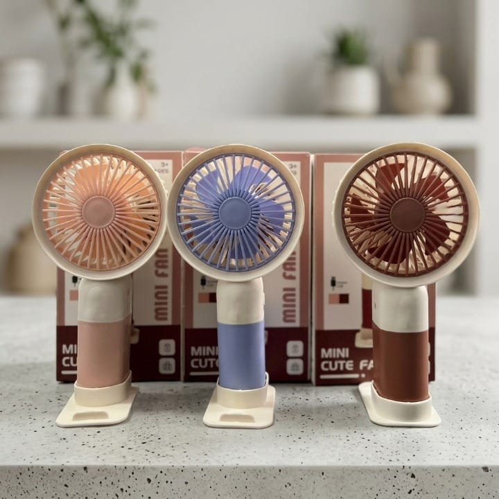 Mini Rechargeable Handheld Fan with Mobile Stand Portable Single-Speed Desktop Cooling Fan