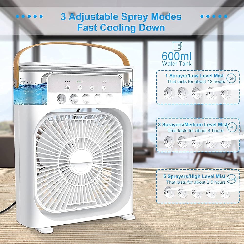 Portable Air Conditioners Cooling Fan | USB electric fan with NIGHT LED LIGHT  In Stock